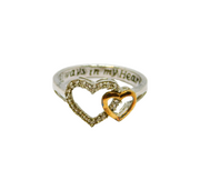 Sterling Silver CZ & Gilt 'Always In My Heart' Ring Modern c2000 Size K 1/2