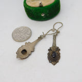 Pair of Sterling Silver Tigers Eye Cabochon Drop Earrings Vintage c1970