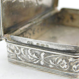 Edwardian Sterling Silver Sailing Scene Snuff Box Antique 1906 Birmingham
