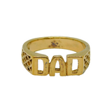 Gold On Sterling Silver "DAD" Patterned Signet Band Ring Vintage c1970 Size T