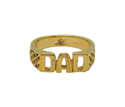 Gold On Sterling Silver "DAD" Patterned Signet Band Ring Vintage c1970 Size T