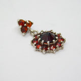 Sterling Silver Multi-Stone Garnet Cluster Drop Pendant Contemporary c1990s