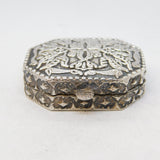 20th Century Egyptian Sterling Silver Floral Pill Box Antique c1930s