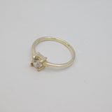 Sterling Silver Sparkling CZ Solitaire Engagement Ring Modern c1990 Size L