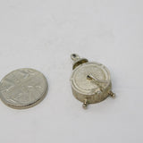 Sterling Silver Alarm Clock Charm Pendant Vintage c1970