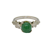Sterling Silver Round Green Avventurine Studio Style Ring Vintage c1970 Size M