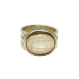 Sterling Silver Cabochon Moonstone Wide Studio Ring Vintage c1970 Size K 1/2