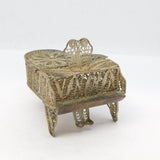20th Century Filigree Sterling Silver Grand Piano Miniature Antique c1920