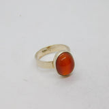 Sterling Silver Cabochon Carnelian Agate Studio Ring Vintage c1970 Size O 1/2
