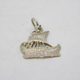 Sterling Silver Viking Ship Charm Pendant Vintage c1970s