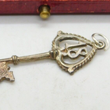 Sterling Silver Commemorative 18th Birthday Key Charm Pendant Vintage c1970