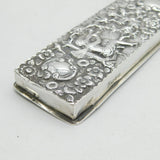 Art Nouveau Sterling Silver & Cut Glass Fairy Pattern Vanity Box Antique