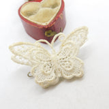 Silver Metal & Cotton Form Butterfly Brooch Antique c1920 Art Deco
