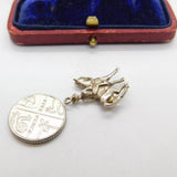 Sterling Silver Man on a Horse Charm Pendant Vintage c1970