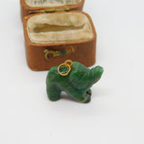 Carved Nephrite Jade Elephant Charm Pendant Vintage c1970