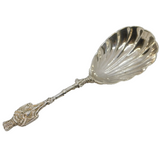 Victorian Sterling Silver Shell Bowl Regal Tea Caddy Spoon Antique London 1891
