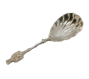 Victorian Sterling Silver Shell Bowl Regal Tea Caddy Spoon Antique London 1891