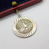 Sterling Silver Lined Edge St Christopher Travel Charm Pendant Vintage c1970