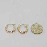 Pair of Sterling Silver Patterned Round Huggie Hoop Earrings Vintage c1970