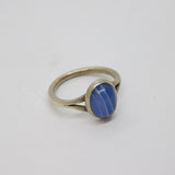 Sterling Silver Cabochon Blue Lace Agate Studio Dress Ring Vintage c1970 Size K