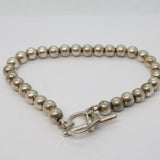 Sterling Silver Ball Form Studio Bracelet Heart Clasp Vintage c2000