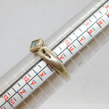 Sterling Silver Aquamarine Patterned Band Dress Ring Vintage c1980 Size W