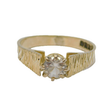 Sterling Silver Paste Solitaire Textured Engagement Ring Vintage c1950 Size O