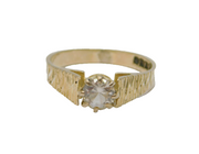 Sterling Silver Paste Solitaire Textured Engagement Ring Vintage c1950 Size O
