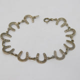 Sterling Silver Lucky Horseshoe Panel Bracelet Vintage c1950s