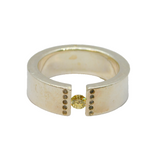 Sterling Silver Citrine & Spinel Chunky Band Dress Ring Vintage c1990 Size V 1/2