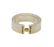 Sterling Silver Citrine & Spinel Chunky Band Dress Ring Vintage c1990 Size V 1/2