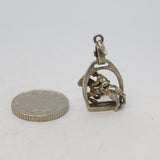 Sterling Silver Showjumping Horse Stirrup Charm Pendant Vintage c1970s