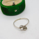 Sterling Silver Paste Set Crossover Dress Ring Vintage c1970 Size P UK