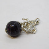 Sterling Silver Jumping Horse with Agate Ball Fob Pendant Vintage c1970