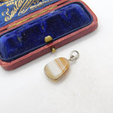 Sterling Silver Agate Drop Charm Pendant Vintage c1970