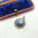 Sterling Silver with Watermill Delft Ceramic Scene Charm Pendant Vintage c1970