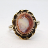 Sterling Silver Cabochon Cut Host Rock White Opal Dress Ring Vintage c1970