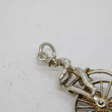 Sterling Silver Pennyfarthing Bicycle Large Charm Pendant Vintage c1970s