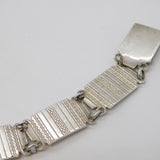 Sterling Silver Lined Pattern Panel Bracelet Antique c1940s Art Deco