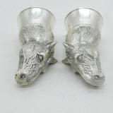 Pair of Silver Plated Novelty Horse Head Salt & Pepper Shakers Vintage c1990s