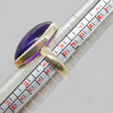 Sterling Silver Ellipse Amethyst Chunky Statement Ring Vintage c1970 Size R