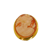 Sterling Silver Gilt Carved Shell Cameo Oval Brooch Or Pendant Vintage c1970's