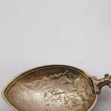 Swiss 830 Silver & Enamel Vevey & Chillon Souvenir Spoon Antique c1930 Art Deco