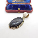 Sterling Silver and Black Agate Charm Pendant Vintage c1970