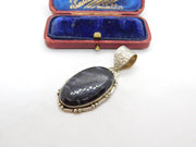 Sterling Silver and Black Agate Charm Pendant Vintage c1970