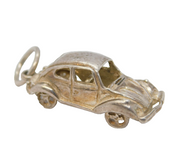 Sterling Silver Beetle Motor Car Charm Pendant Vintage c1970s