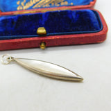 Sterling Silver & Mother Of Pearl Feathered Drop Pendant Vintage c1970