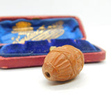 Victorian Chinese Carved Almond Nut Bead Pendant Antique c1900