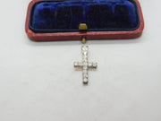 Sterling Silver Diamond Paste Encrusted Crucifix Charm Pendant Vintage c1970