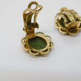 Pair of 9ct Yellow Gold & Connemara Marble Clip-On Earrings Vintage c1970s